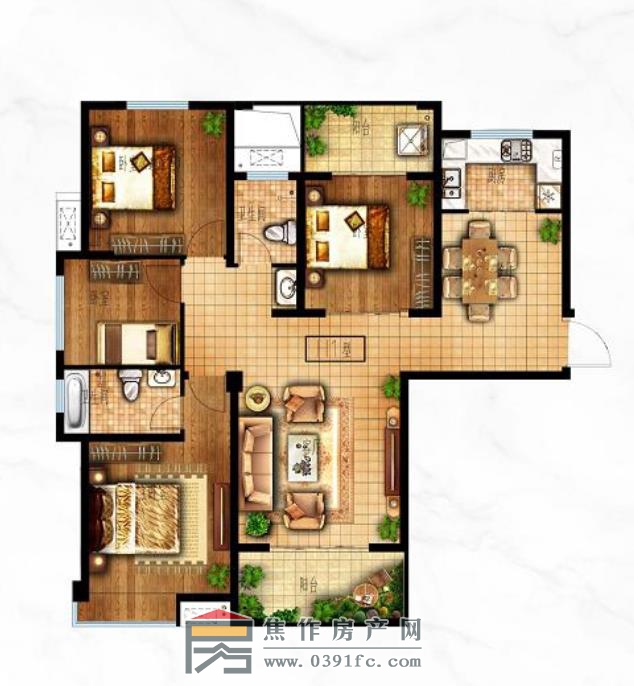 悅東城H1悅璽四室兩廳兩衛(wèi)136.42㎡戶型圖